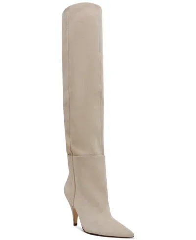 Steve Madden Women's Bellamie Wide-calf Knee-high Slouch Dress Boots In Sand Suede