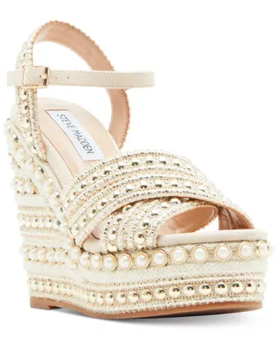 Steve Madden Women's Juniper Raffia Platform Wedge Sandals In Gold Multi