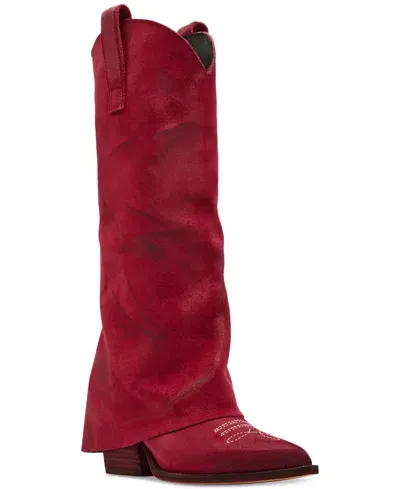 Steve Madden Sorvino Western Boot In Red Suede