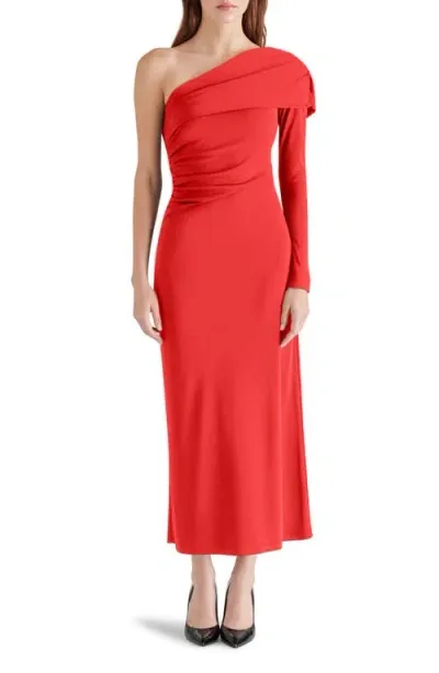 Steve Madden York One Shoulder Jersey Dress In Red