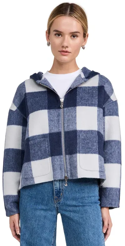 Still Here Fallon Jacket In Navy Plaid Navy