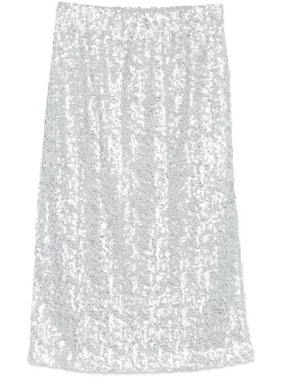 Stine Goya Sequin Embellished Midi Skirt In Steel Grey