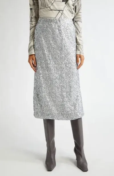 Stine Goya Sequin Skirt In Steel Grey