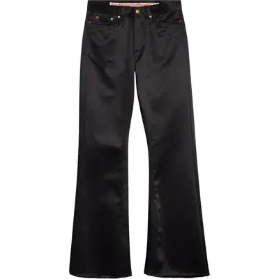 Stockholm Surfboard Club Fog Satin Bootcut Trousers In Black