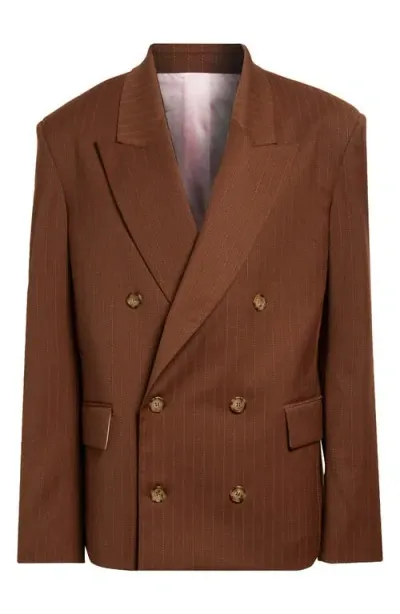 Stockholm Surfboard Club Show Pinstripe Sport Coat In Brown Pinstripe