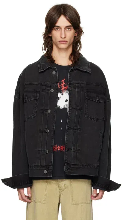 Stolen Girlfriends Club Black Dust & Grit Denim Jacket In Washed Black