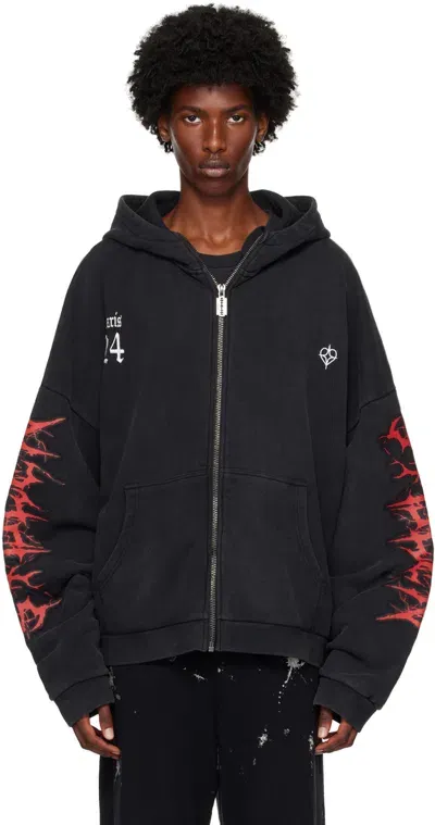 Stolen Girlfriends Club Black Goth Leisure Hoodie In Washed Black