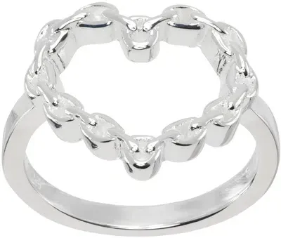 Stolen Girlfriends Club Silver Chain Heart Ring In Sterling Silver