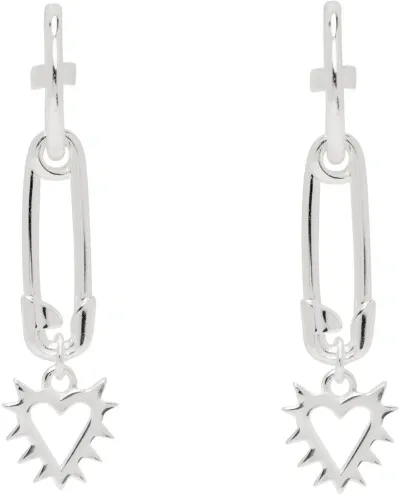 Stolen Girlfriends Club Silver Punk Pin Earrings In Sterling Silver