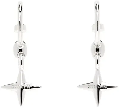 Stolen Girlfriends Club Silver Shuriken Clean Anchor Sleeper Earrings In Sterling Silver