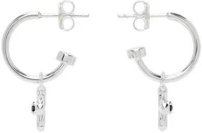 Stolen Girlfriends Club Silver Star Crossed Anchor Sleepers Earrings In Silv925-black Spinel