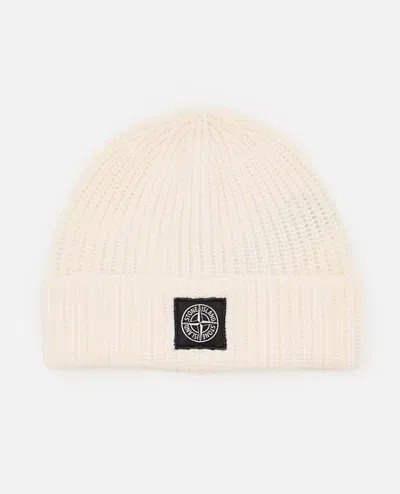 Stone Island Beanie Lana In White