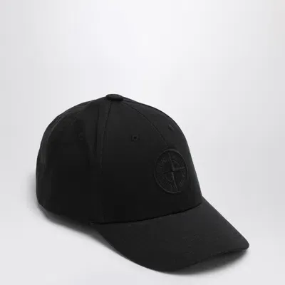 Stone Island Black Baseball Cap With Logo