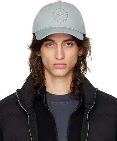 Stone Island Blue Embroidered Cap In V0066 Grey Green