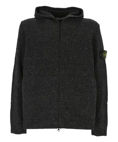 Stone Island Cardigan In Black