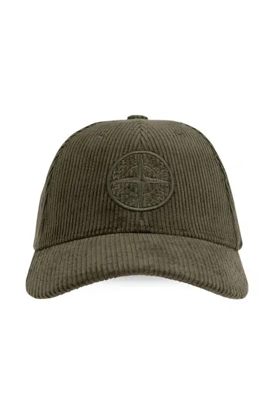 Stone Island Logo Embroidered Baseball Cap In Green