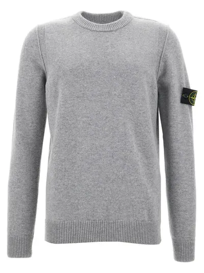 Stone Island Logo Patch Sweater In Gray