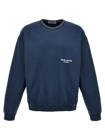 Stone Island Logo Print Sweatshirt In Blue