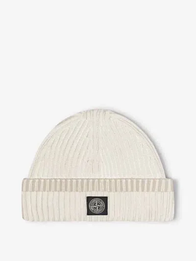 Stone Island Logo Wool Cap In Logo Patch On The Front