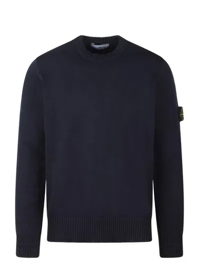 Stone Island Logo Patch Sweater In Blue