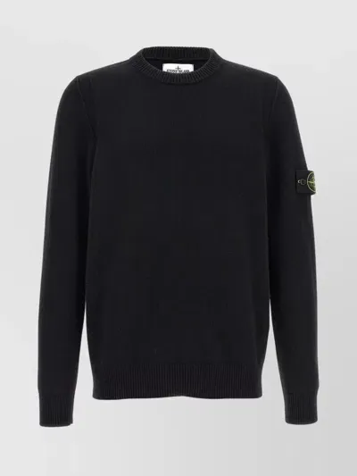 Stone Island Logo Sleeve Sweater In Black