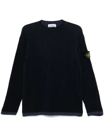 Stone Island Wool Crewneck Sweater In Black