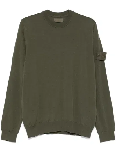 Stone Island Wool Crewneck Sweater In Green