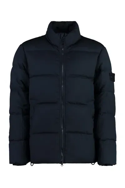 Stone Island Wool Down Jacket In Black