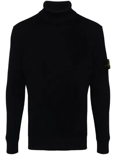 Stone Island Wool High-neck Sweater In Blu