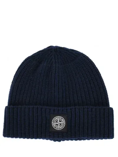 Stone Island Wool Ribbed Hat In Gold