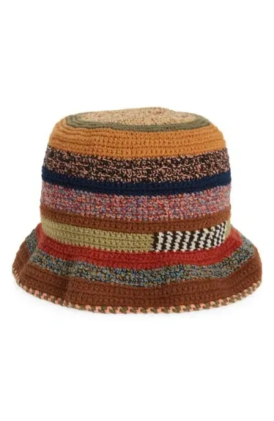 Story Mfg. Brew Twisted Stripe Organic Cotton Crochet Bucket Hat In Multi