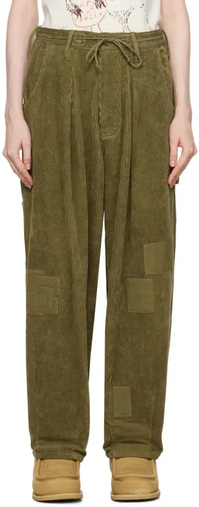 Story Mfg. Khaki Lush Trousers In Olive Scarecrow Cord