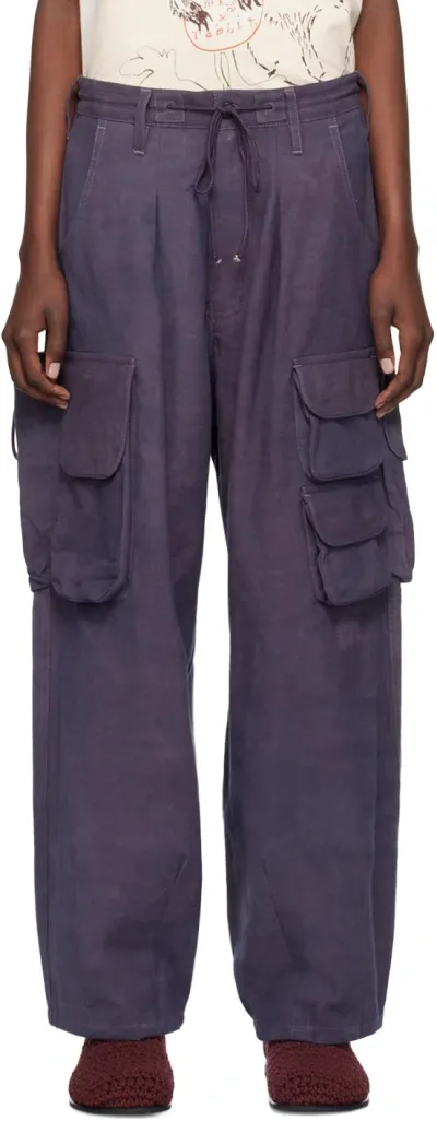 Story Mfg. Purple Forager Trousers In Purple Slub