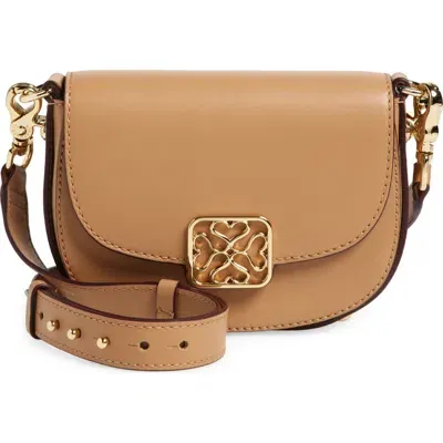 Strathberry Mini Bay Saddle Crossbody Bag In Caramel