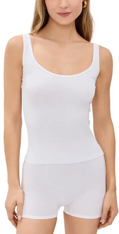 Stripe & Stare Scoop Neck Rib Tank White