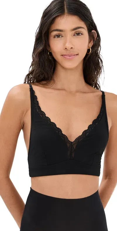 Stripe & Stare The Lace Plunge Bralette Black