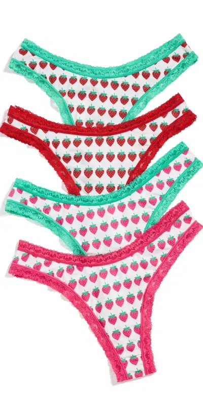 Stripe & Stare Thong 4 Pack Strawberry Daydreams