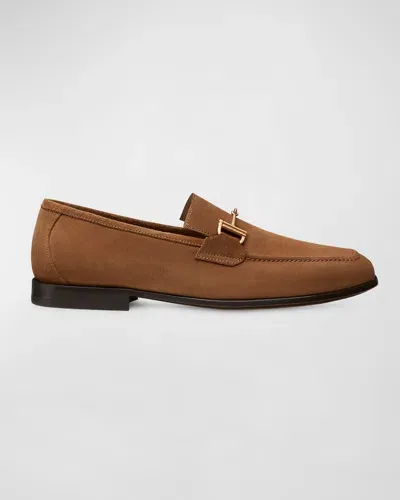 Stuart Weitzman Men's Club Suede Bit Loafers In Camel