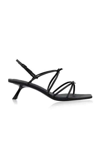 Studio Amelia Ballet Bow-embellished Leather Sandals In Black