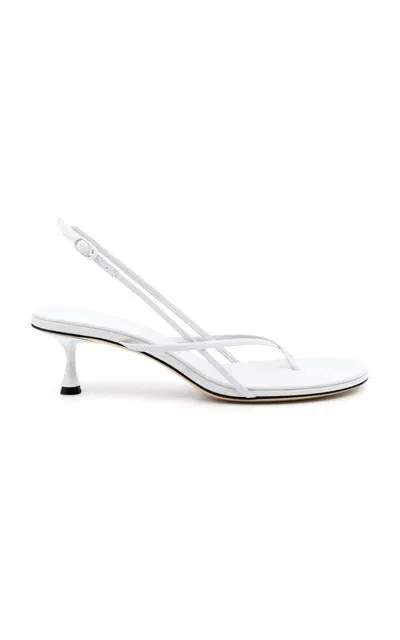 Studio Amelia 50mm Wishbone Leather Sandals In White