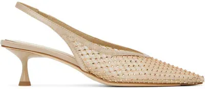 Studio Amelia Beige Razor 50 Heels In Rose Gold