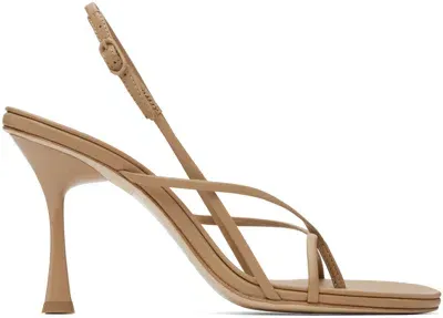 Studio Amelia 90mm Wishbone Leather Sandals In Beige