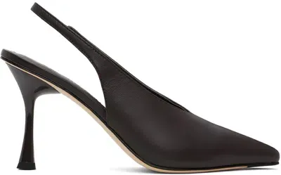 Studio Amelia Brown Razor Slingback Heels In Chc