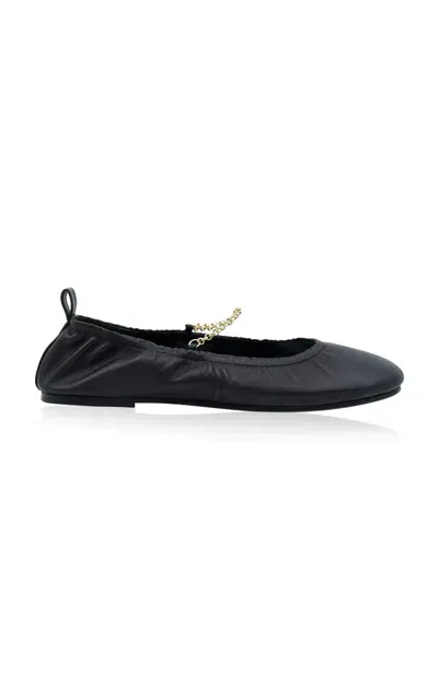 Studio Amelia Ronde Leather Ballet Flats In Black