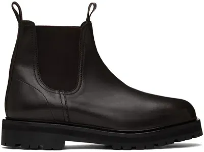 Studio Nicholson Brown Kick Chelsea Boots In Caffe