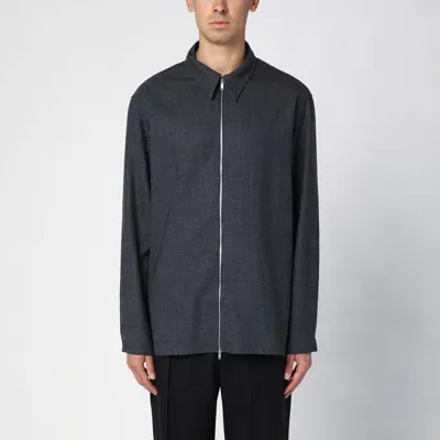 Studio Nicholson Dark Grey Wool Zip Shirt In Tarmac Grey