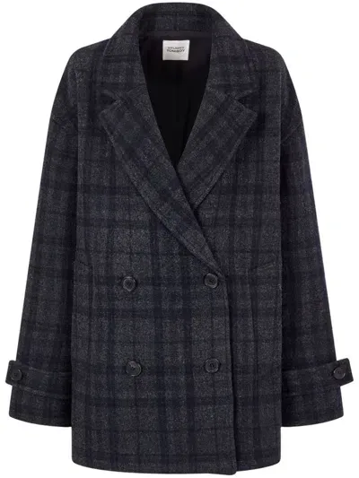 Studio Tomboy Checked Coat In Grey