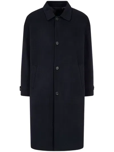 Studio Tomboy Pointed-flat Collar Single-breasted Coat In Blue