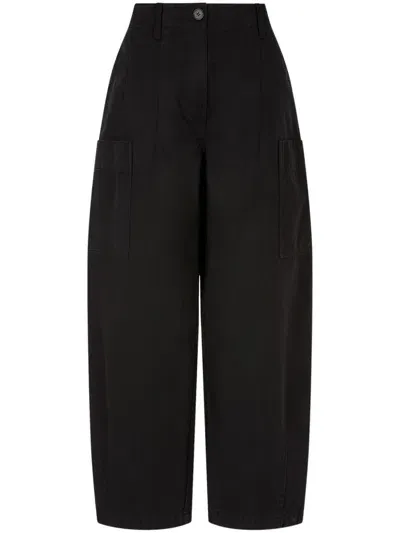 Studio Tomboy Cotton Cargo Trousers In Black