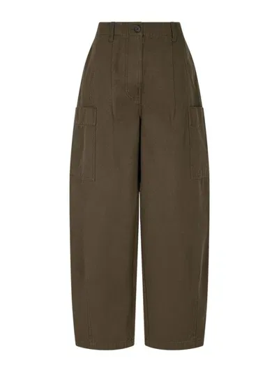 Studio Tomboy Cotton Cargo Trousers In Green